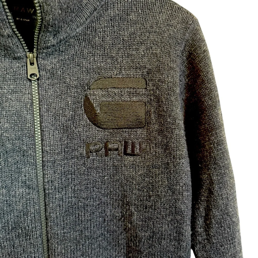 G-Star Raw Mens Knit Cardigan Sweater Jacket Small 100% Cotton Gray CL Coast